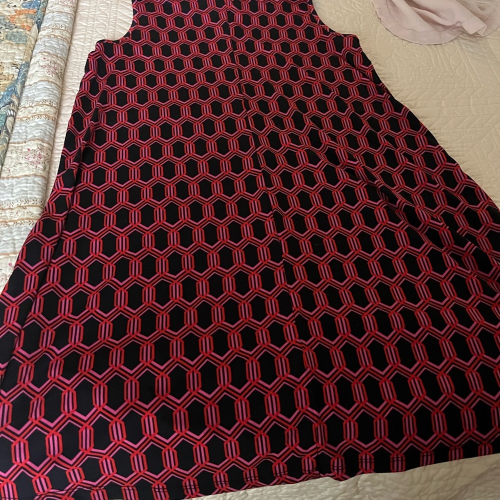 Nicole Miller Black and Red Geometric Dress
